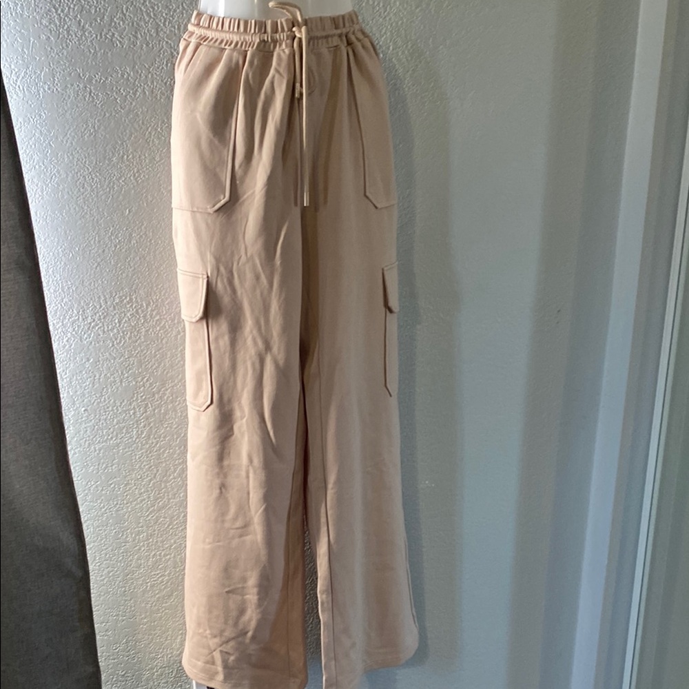 High Waist Straight Leg Cargo Pants Tan - XL - Picture 4 of 8